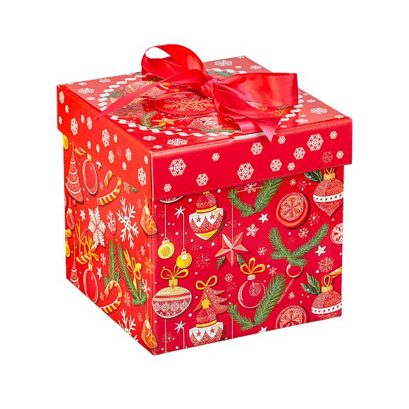 Сладкий новогодний подарок Куб Зима-Красна