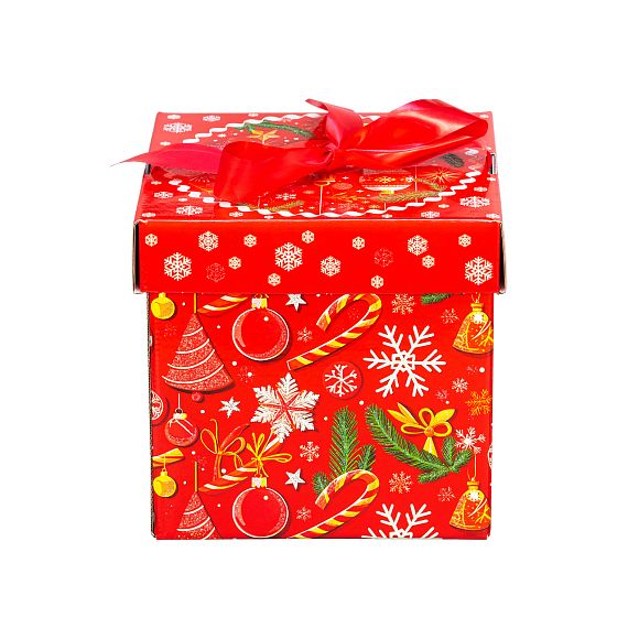 Сладкий новогодний подарок Куб Зима-Красна
