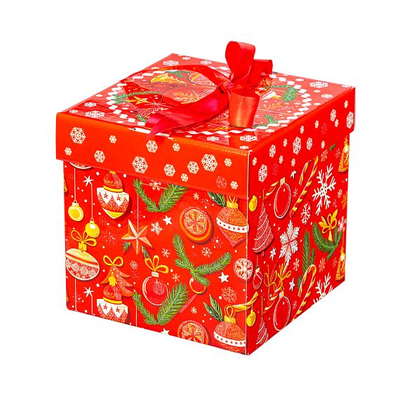 Сладкий новогодний подарок Куб Зима-Красна